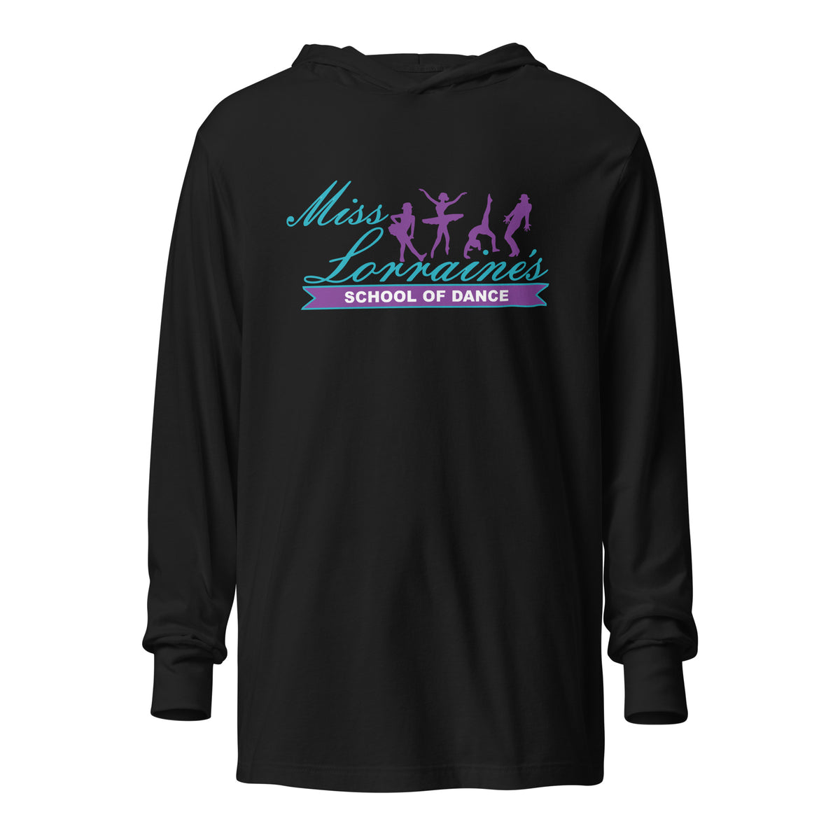 Performance | Hooded Long Sleeve T Shirt | Miss Lorraine’s School of Dance | Crest Logo