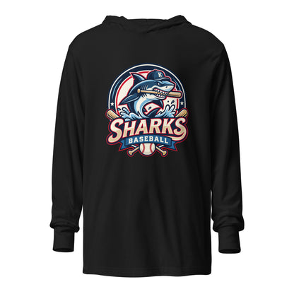 Performance | Hooded Long Sleeve T Shirt | Sharks Diamond Sports | Emblem Logo