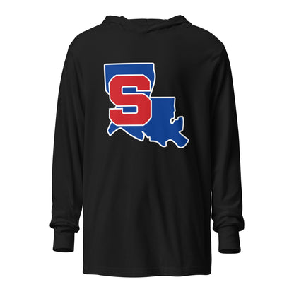 Performance | Hooded Long Sleeve T Shirt | Louisiana Slam Baseball | Crest Logo