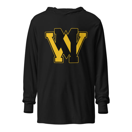 Performance | Hooded Long Sleeve T Shirt | West Milford Indoor Track & Field Team | Emblem Logo
