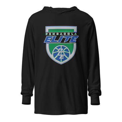 Performance | Hooded Long Sleeve T Shirt | Pensacola Elite Inc. | Shield Logo