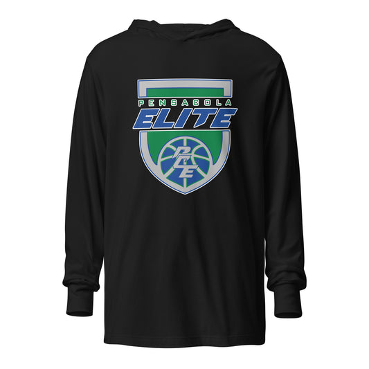 Performance | Hooded Long Sleeve T Shirt | Pensacola Elite Inc. | Shield Logo