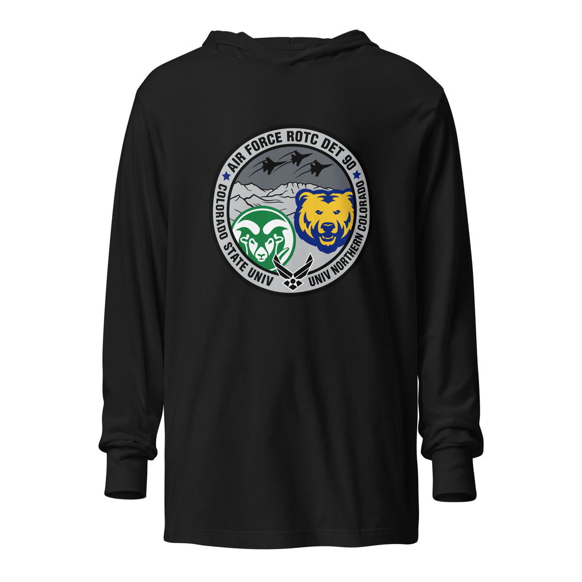 Performance | Hooded Long Sleeve T Shirt | Colorado State Detachment 90 | Badge Logo