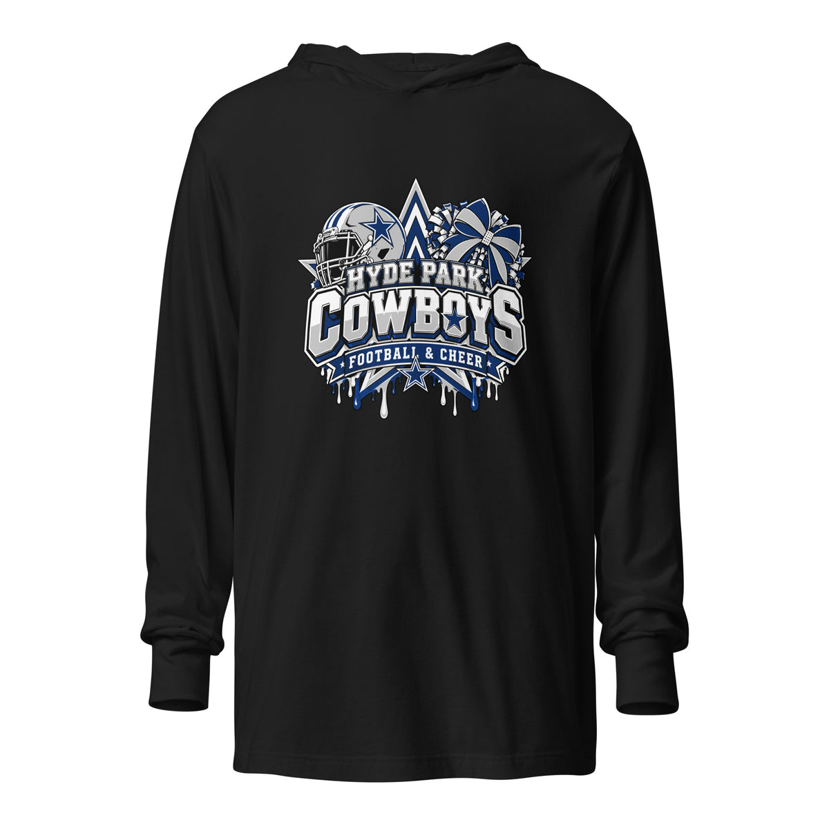 Performance | Hooded Long Sleeve T Shirt | Hyde Park Cowboys | Crest Logo
