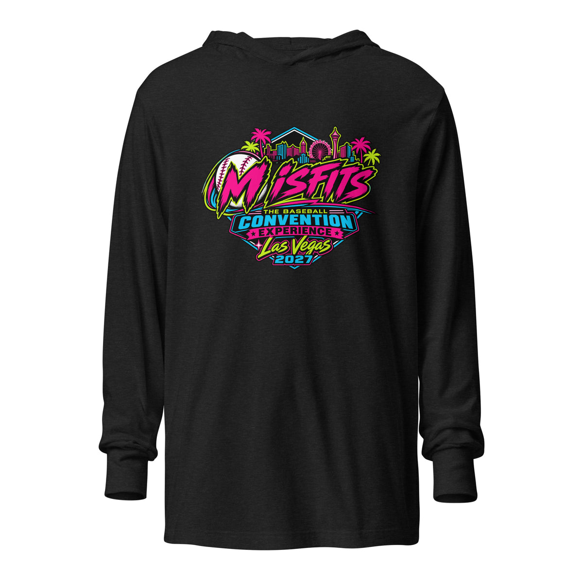 Performance | Hooded Long Sleeve T Shirt | Misfits Baseball | Crest Logo