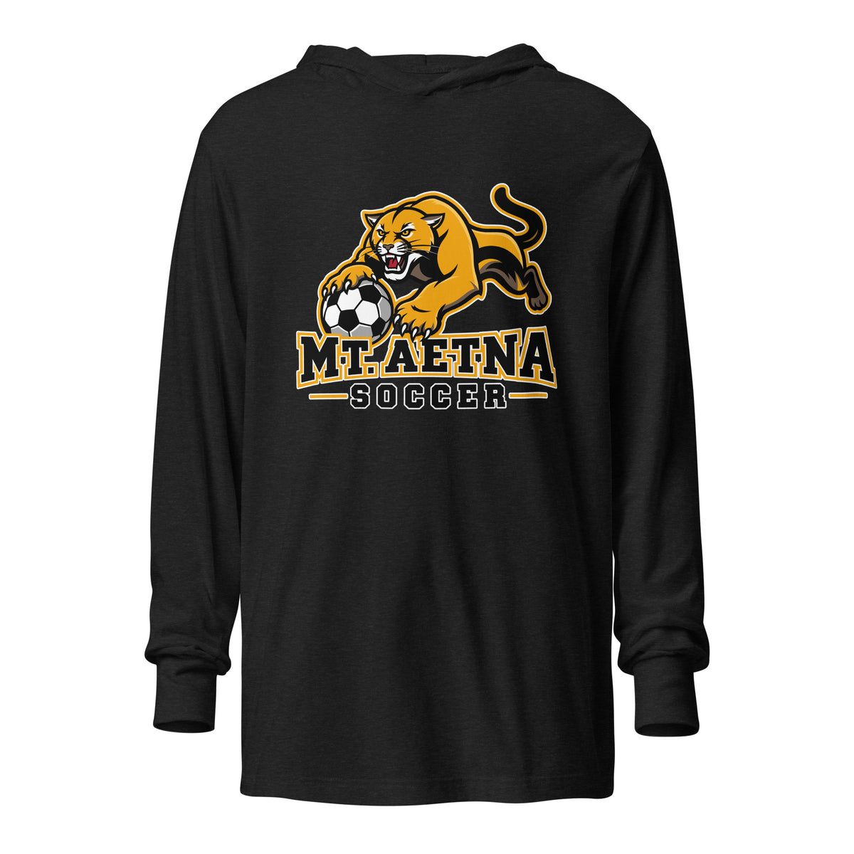 Performance | Hooded Long Sleeve T Shirt | Mt. Aetna Adventist School | Soccer Apex Logo