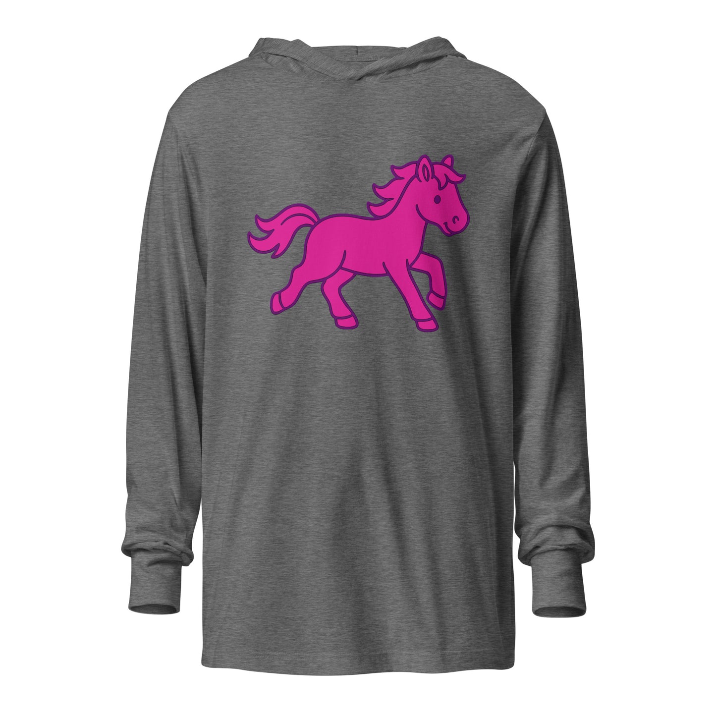 Performance | Hooded Long Sleeve T Shirt | Pink Pony Athletic Club | Mascot Logo