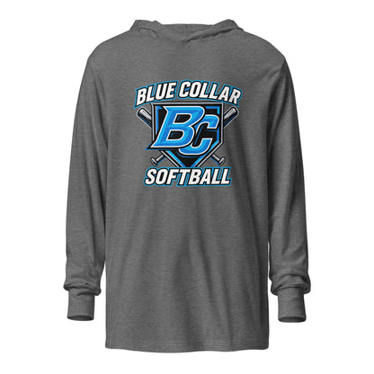 Performance | Hooded Long Sleeve T Shirt | Blue Collar Softball 2034 | Shield Logo