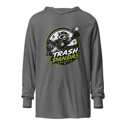 Performance | Hooded Long Sleeve T Shirt | Trash Pandas Baseball Organization | Emblem Logo