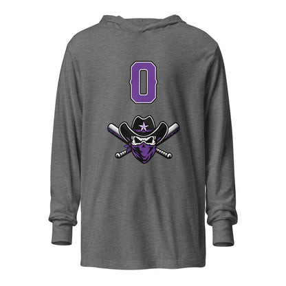 Performance | Hooded Long Sleeve T Shirt | Carolina Outlaws Baseball | Purple Renegades Logo