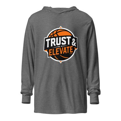 Performance | Hooded Long Sleeve T Shirt | Trust & Elevate | Athletic Logo