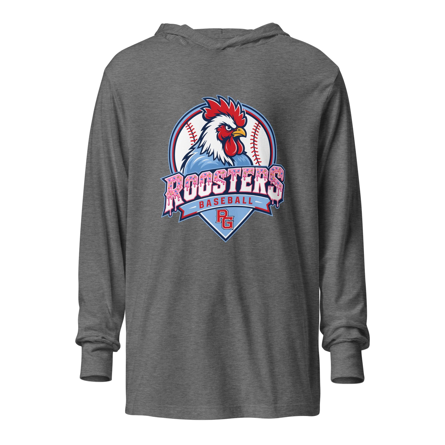 Performance | Hooded Long Sleeve T Shirt | Rooster Nation | Emblem Logo