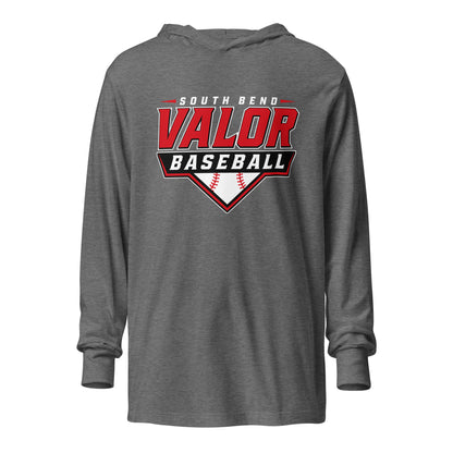 Performance | Hooded Long Sleeve T Shirt | South Bend Valor Baseball | Vanguard Logo
