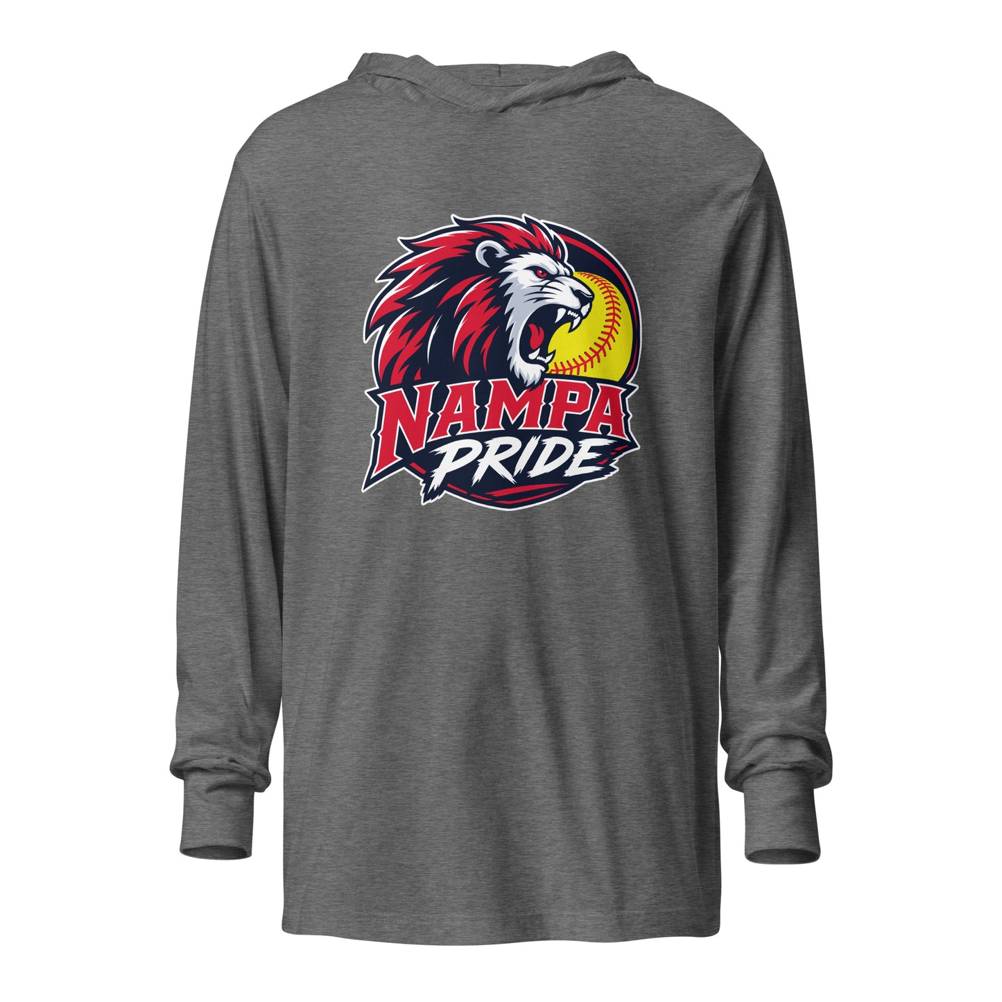 Performance | Hooded Long Sleeve T Shirt | Nampa Pride | Lion Crest Logo