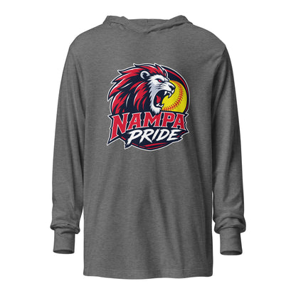 Performance | Hooded Long Sleeve T Shirt | Nampa Pride | Lion Crest Logo