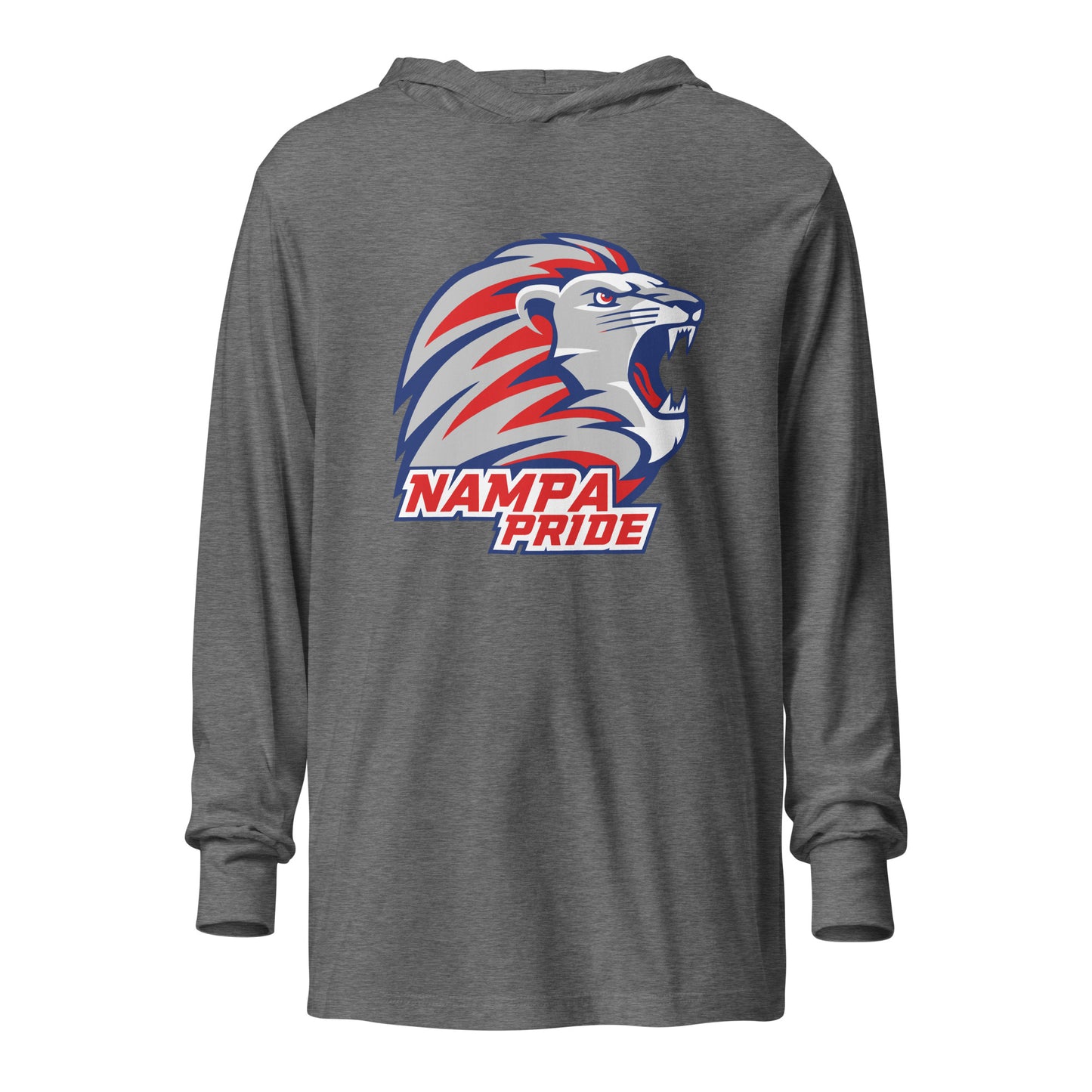 Performance | Hooded Long Sleeve T Shirt | Nampa Pride | Mascot Logo