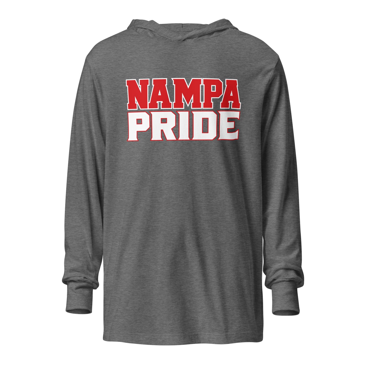 Performance | Hooded Long Sleeve T Shirt | Nampa Pride | Letter Mark Logo