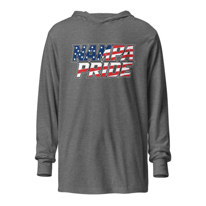 Performance | Hooded Long Sleeve T Shirt | Nampa Pride | Modern Script Logo