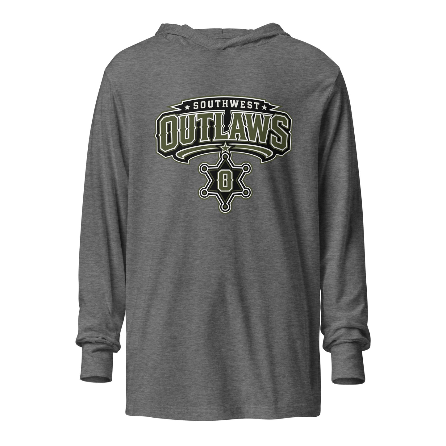 Performance | Hooded Long Sleeve T Shirt | Southwest Outlaws | Frontier Athletics Logo