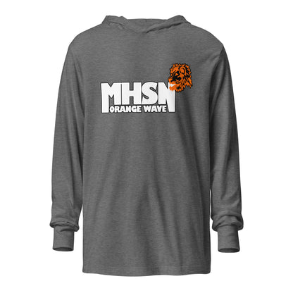 Performance | Hooded Long Sleeve T Shirt | Orange Wave Marching Band | Crest Logo