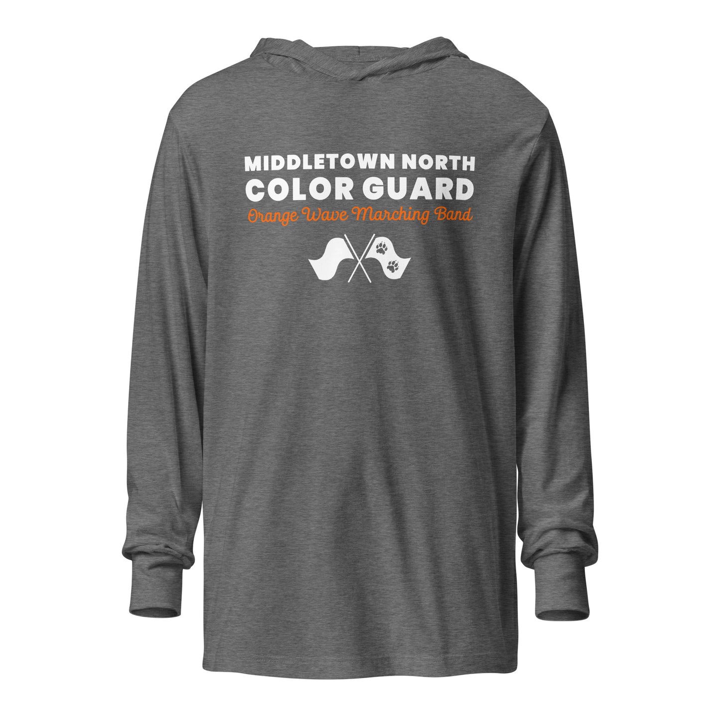 Performance | Hooded Long Sleeve T Shirt | Orange Wave Marching Band | Modern Script Logo