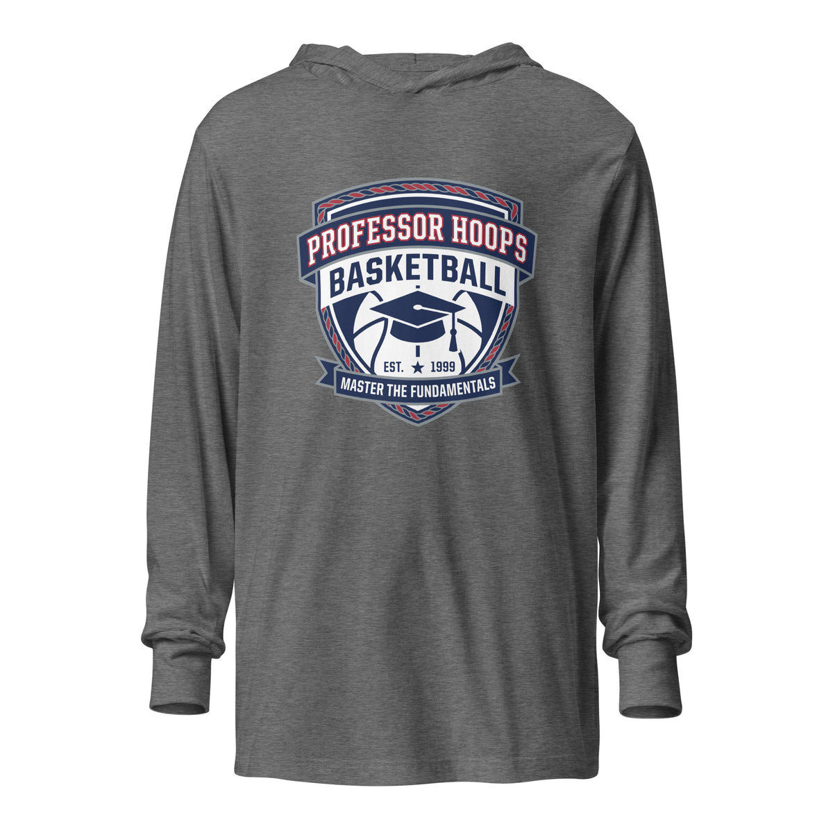 Performance | Hooded Long Sleeve T Shirt | Professor Hoops Basketball | Crest Logo