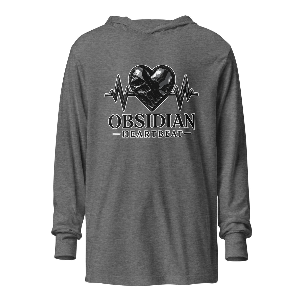 Performance | Hooded Long Sleeve T Shirt | Obsidian Heartbeat | Pulse Athletics Logo
