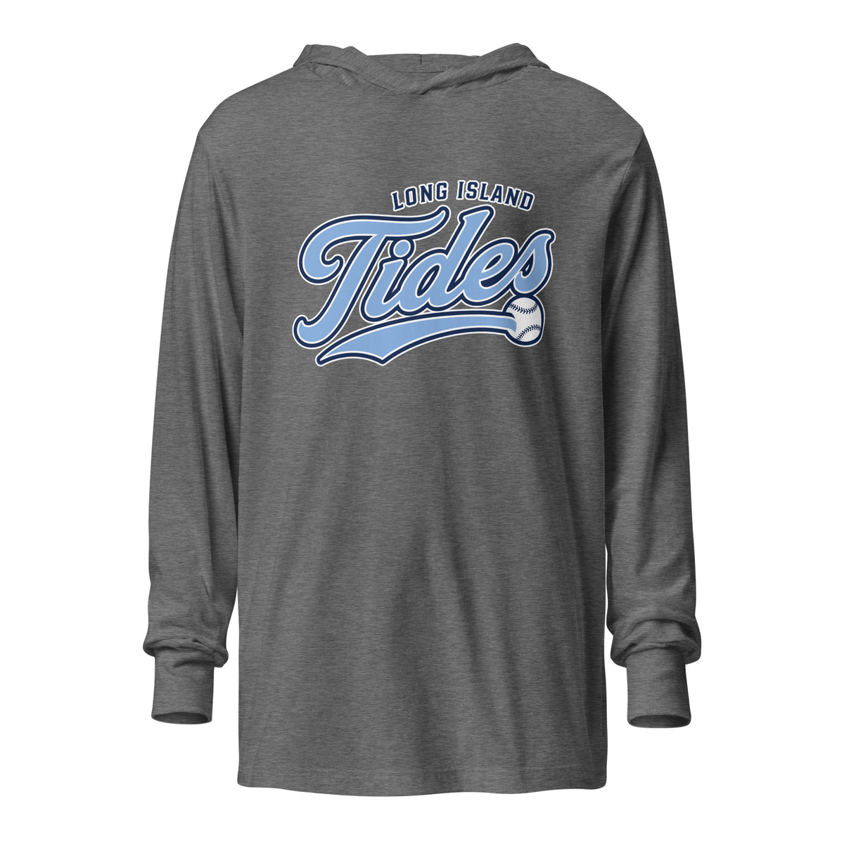 Performance | Hooded Long Sleeve T Shirt | Long Island Tides Baseball | Athletics Logo