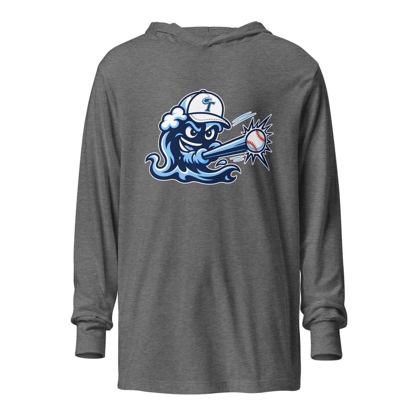 Performance | Hooded Long Sleeve T Shirt | Long Island Tides Baseball | Mascot Logo