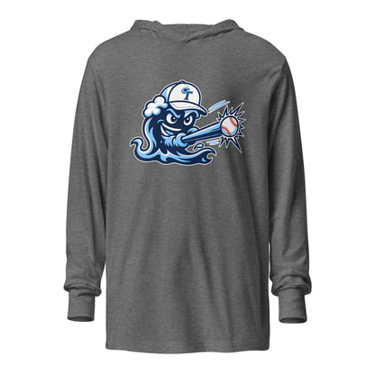 Performance | Hooded Long Sleeve T Shirt | Long Island Tides Baseball | Mascot Logo