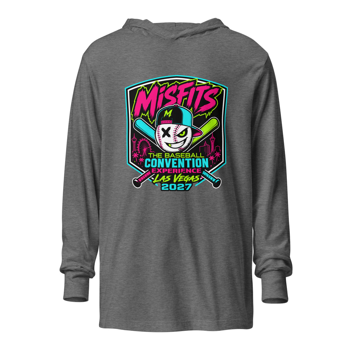 Performance | Hooded Long Sleeve T Shirt | Misfits Baseball | Shield Logo