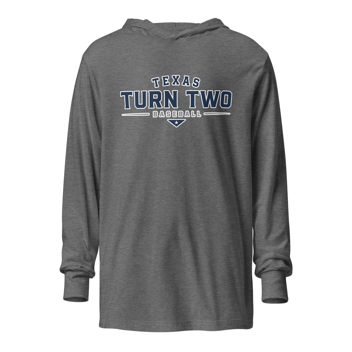 Performance | Hooded Long Sleeve T Shirt | Texas Turn Two Baseball | Modern Script Logo
