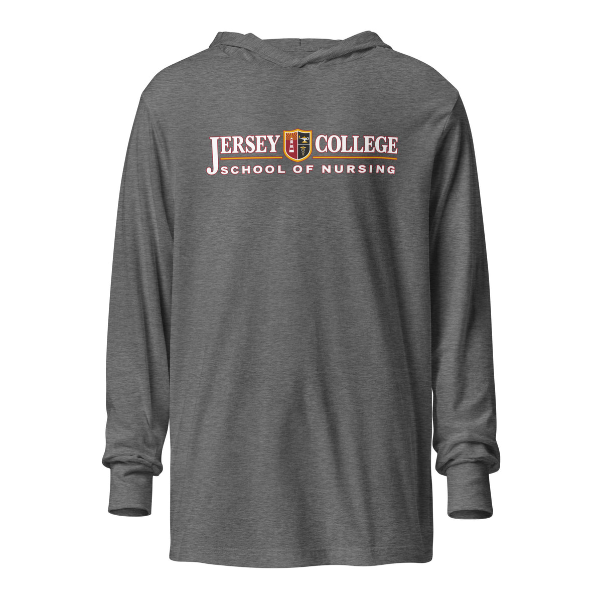 Performance | Hooded Long Sleeve T Shirt | Grand View University Nursing | Emblem Logo