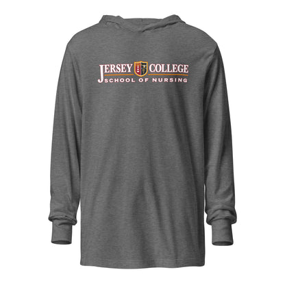 Performance | Hooded Long Sleeve T Shirt | Grand View University Nursing | Emblem Logo