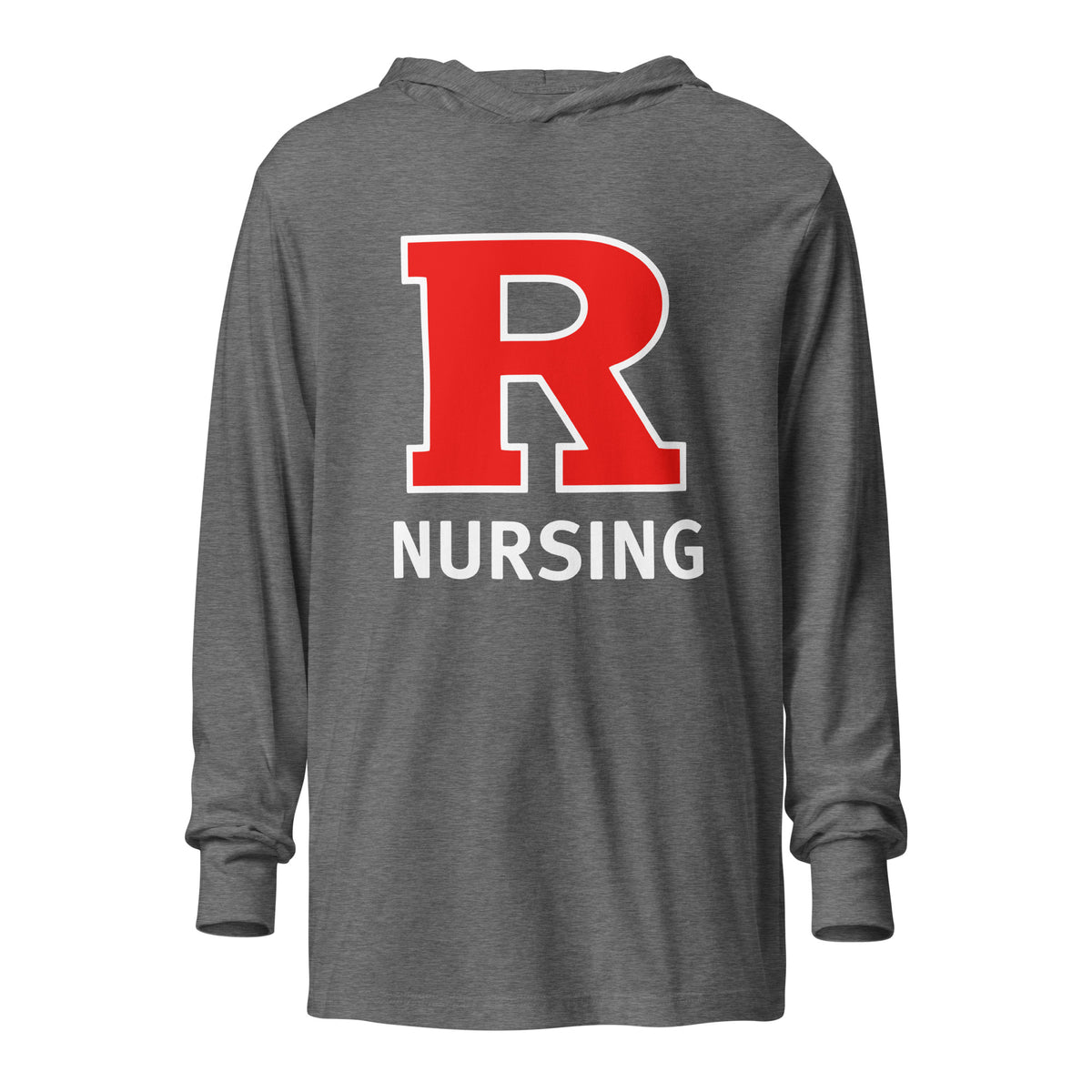 Performance | Hooded Long Sleeve T Shirt | Grand View University Nursing | Lettemark Logo