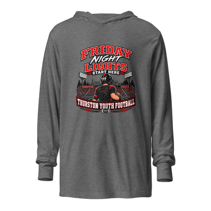 Performance | Hooded Long Sleeve T Shirt | Thurston Youth Football | Vanguard Logo