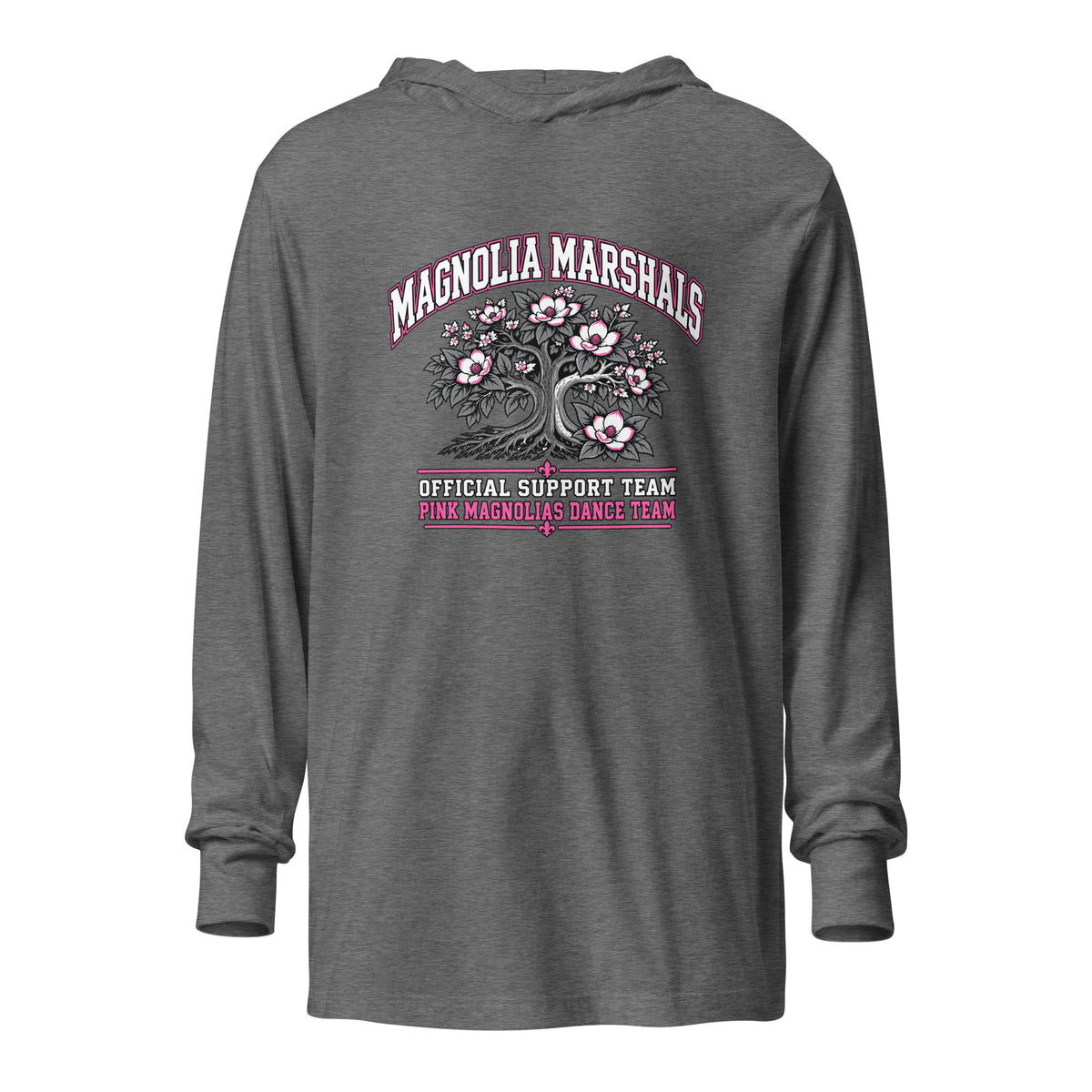 Performance | Hooded Long Sleeve T Shirt | Pink Magnolias Dance | Crest Logo