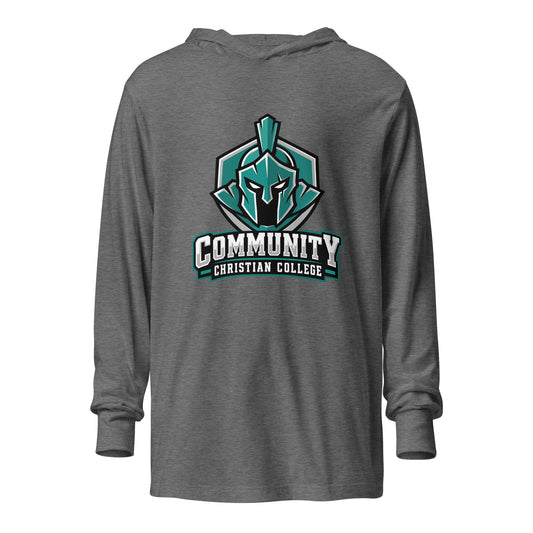 Performance | Hooded Long Sleeve T Shirt | Community Christian College | Vanguard Athletic Logo