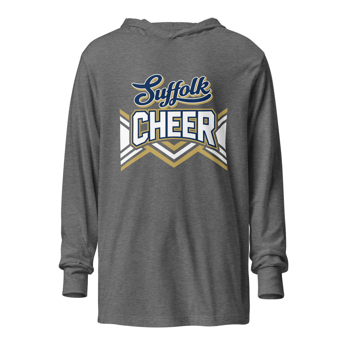 Performance | Hooded Long Sleeve T Shirt | Suffolk University Cheerleading | Vanguard Logo