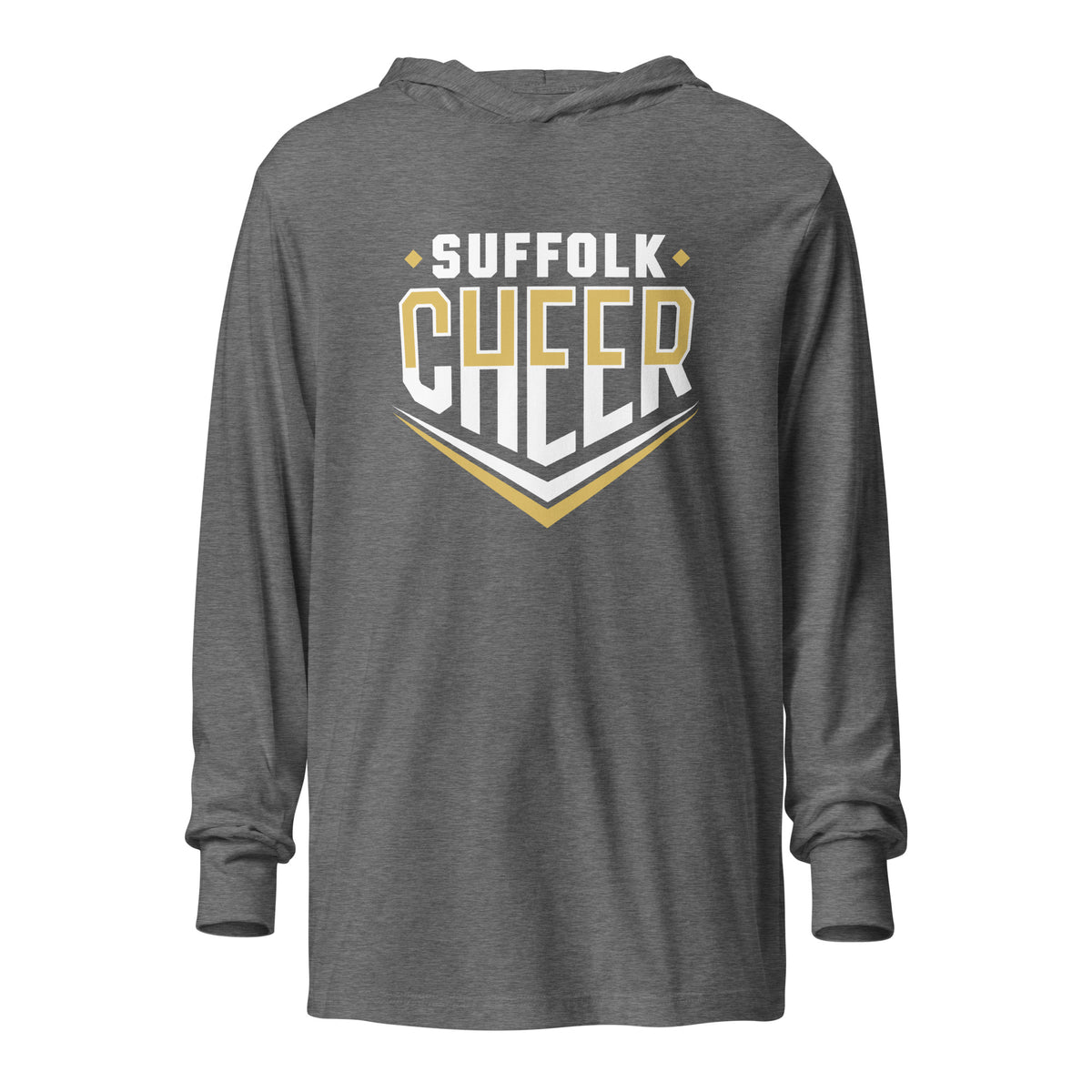 Performance | Hooded Long Sleeve T Shirt | Suffolk University Cheerleading | Emblem Logo