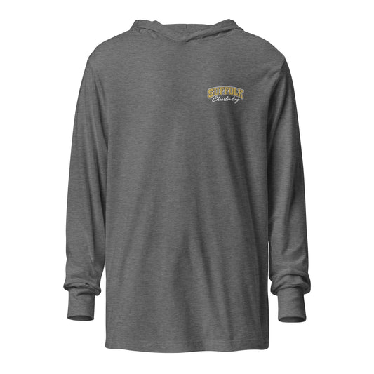 Performance | Hooded Long Sleeve T Shirt | Suffolk University Cheerleading | Valor Logo