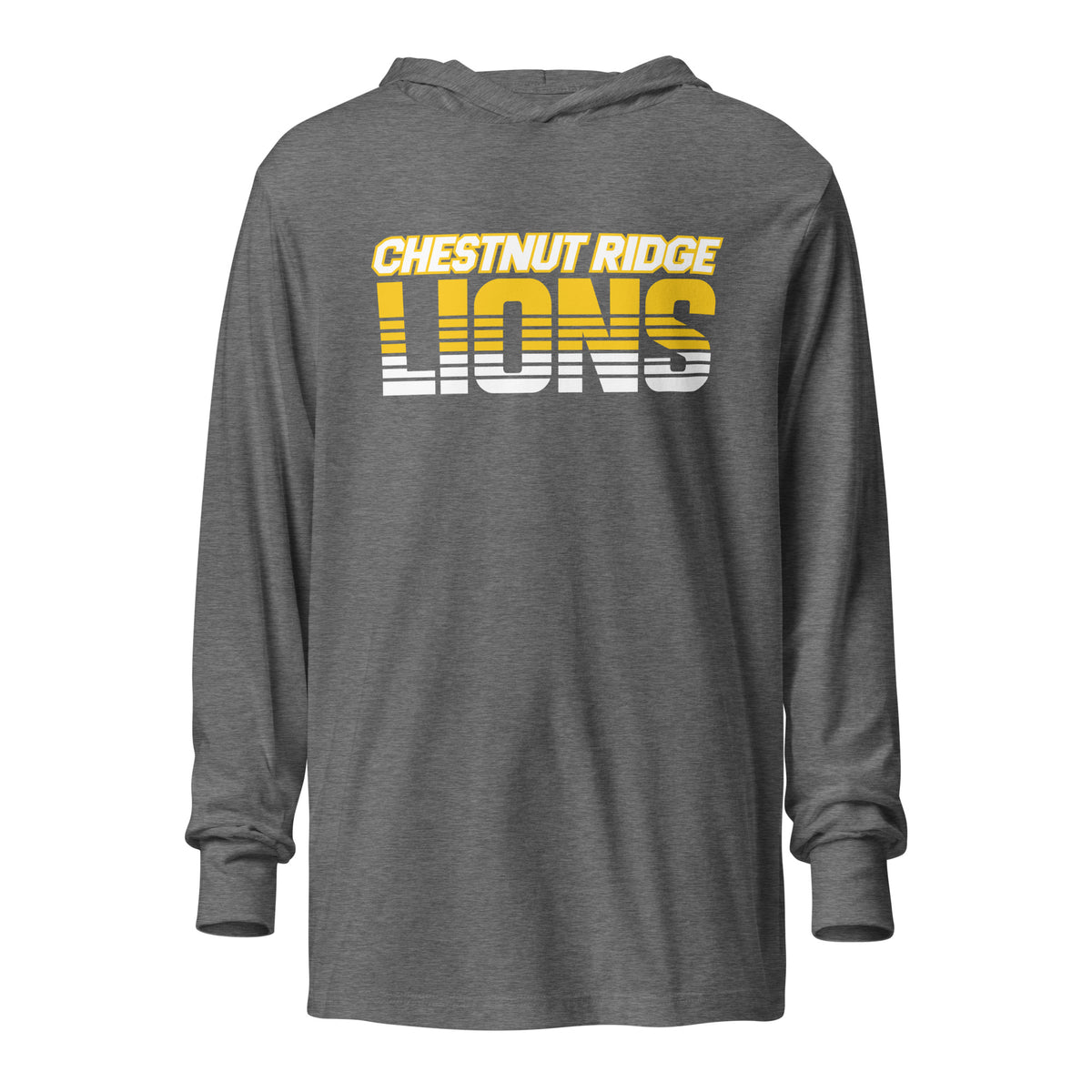 Performance | Hooded Long Sleeve T Shirt | Chestnut Ridge Lions Football | Script Logo