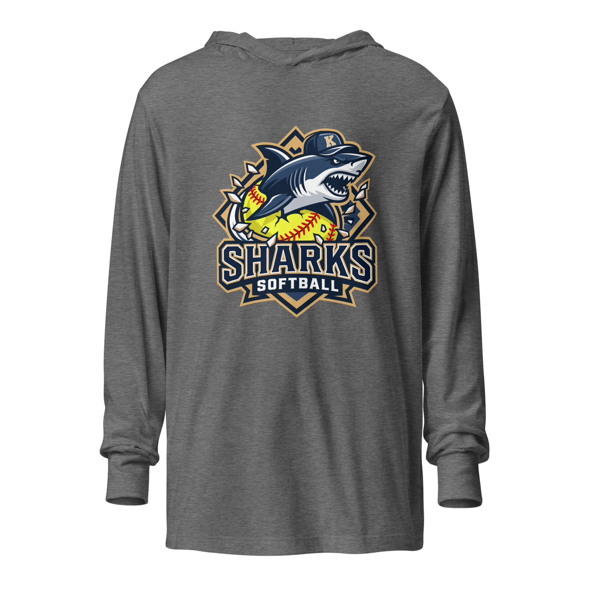 Performance | Hooded Long Sleeve T Shirt | Sharks Diamond Sports | Crest Logo