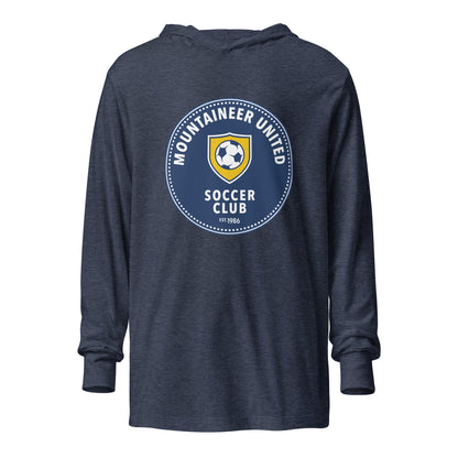 Performance | Hooded Long Sleeve T Shirt | Mountaineer United Soccer Club | Badge Logo