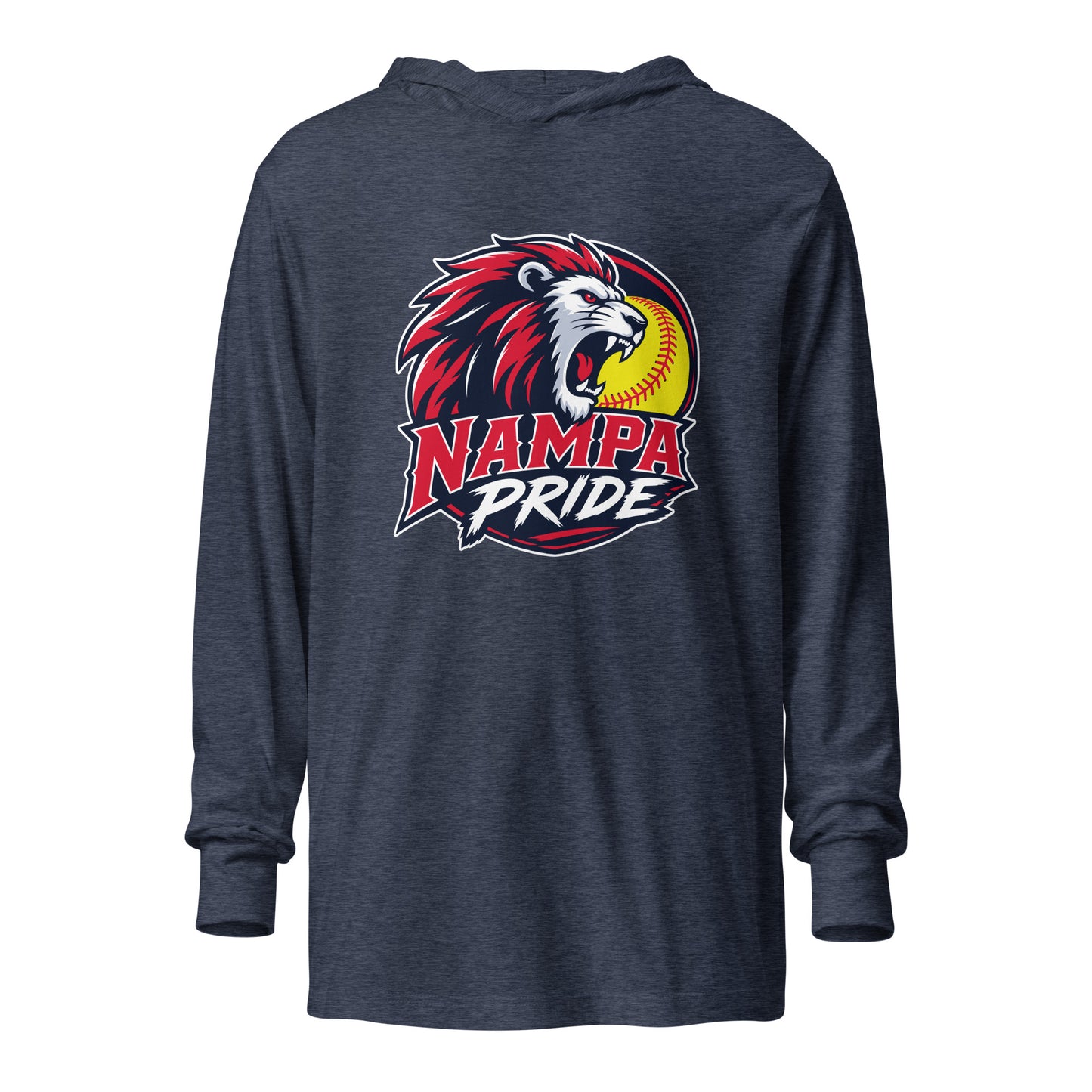 Performance | Hooded Long Sleeve T Shirt | Nampa Pride | Lion Crest Logo