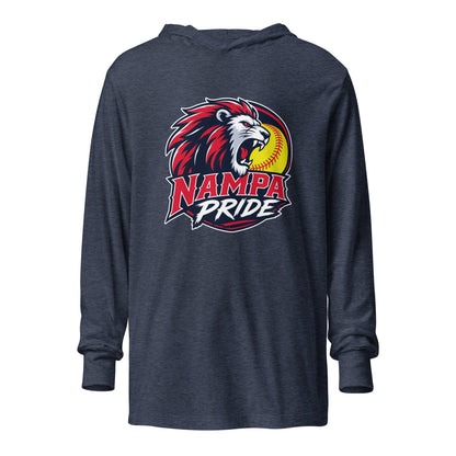 Performance | Hooded Long Sleeve T Shirt | Nampa Pride | Lion Crest Logo