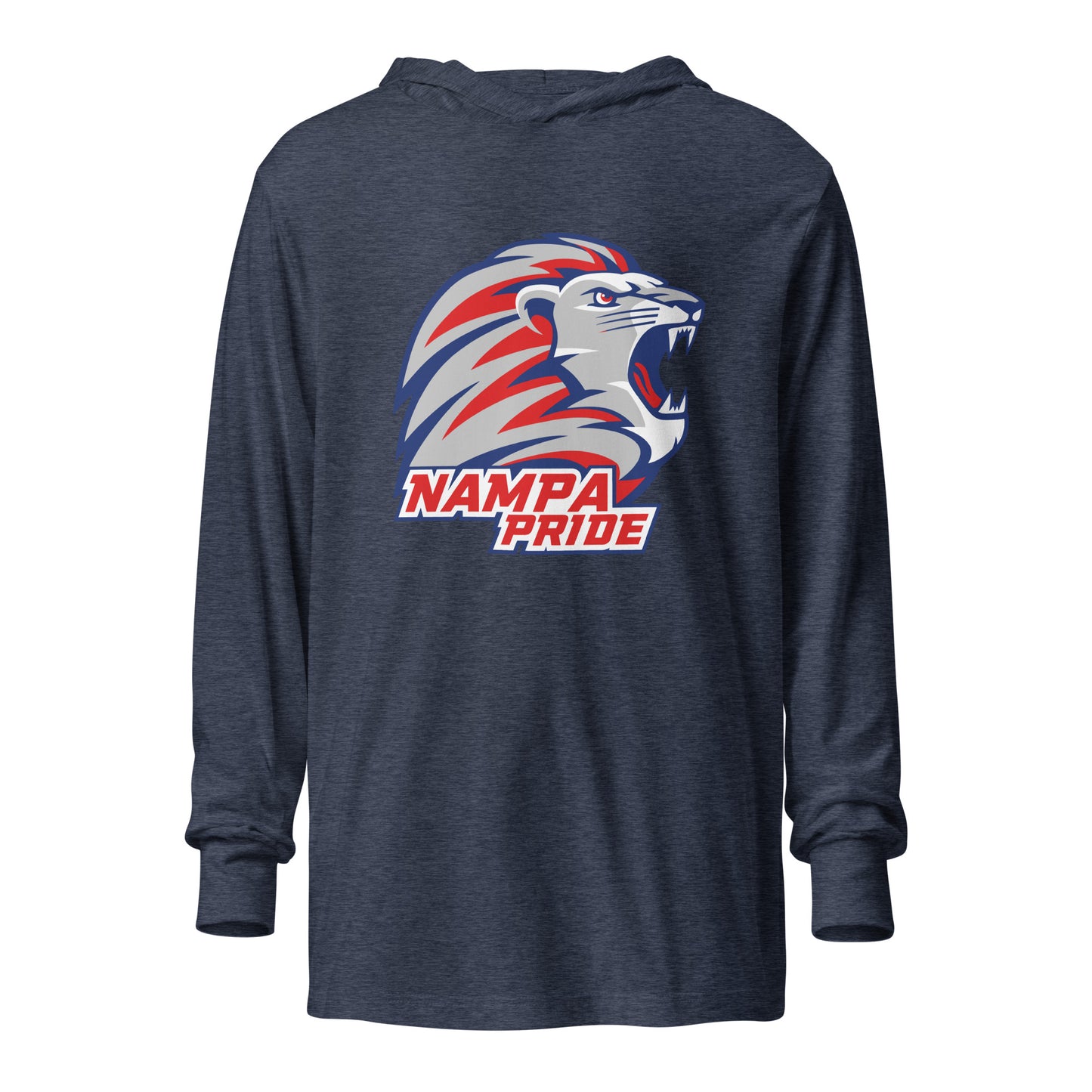 Performance | Hooded Long Sleeve T Shirt | Nampa Pride | Mascot Logo