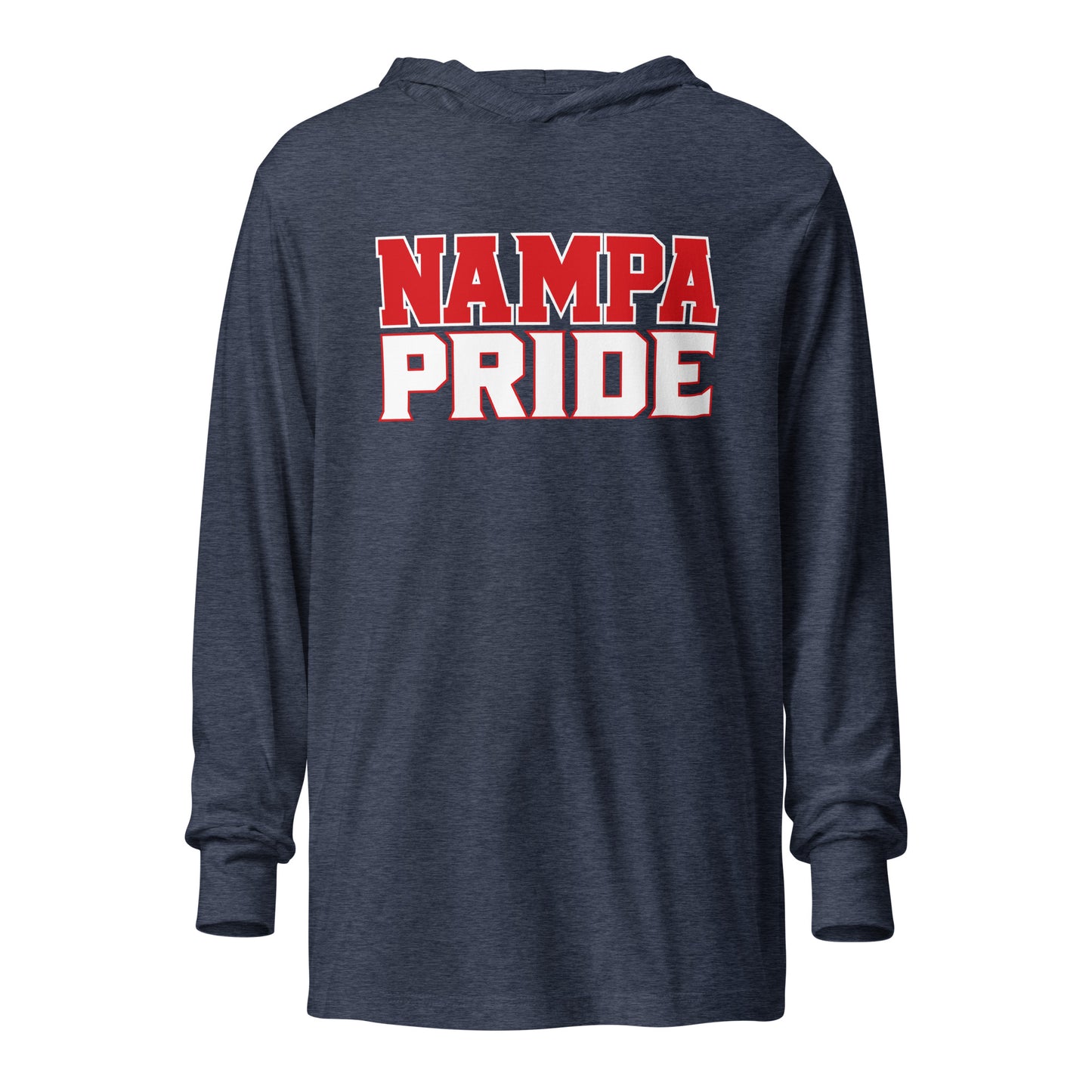 Performance | Hooded Long Sleeve T Shirt | Nampa Pride | Letter Mark Logo