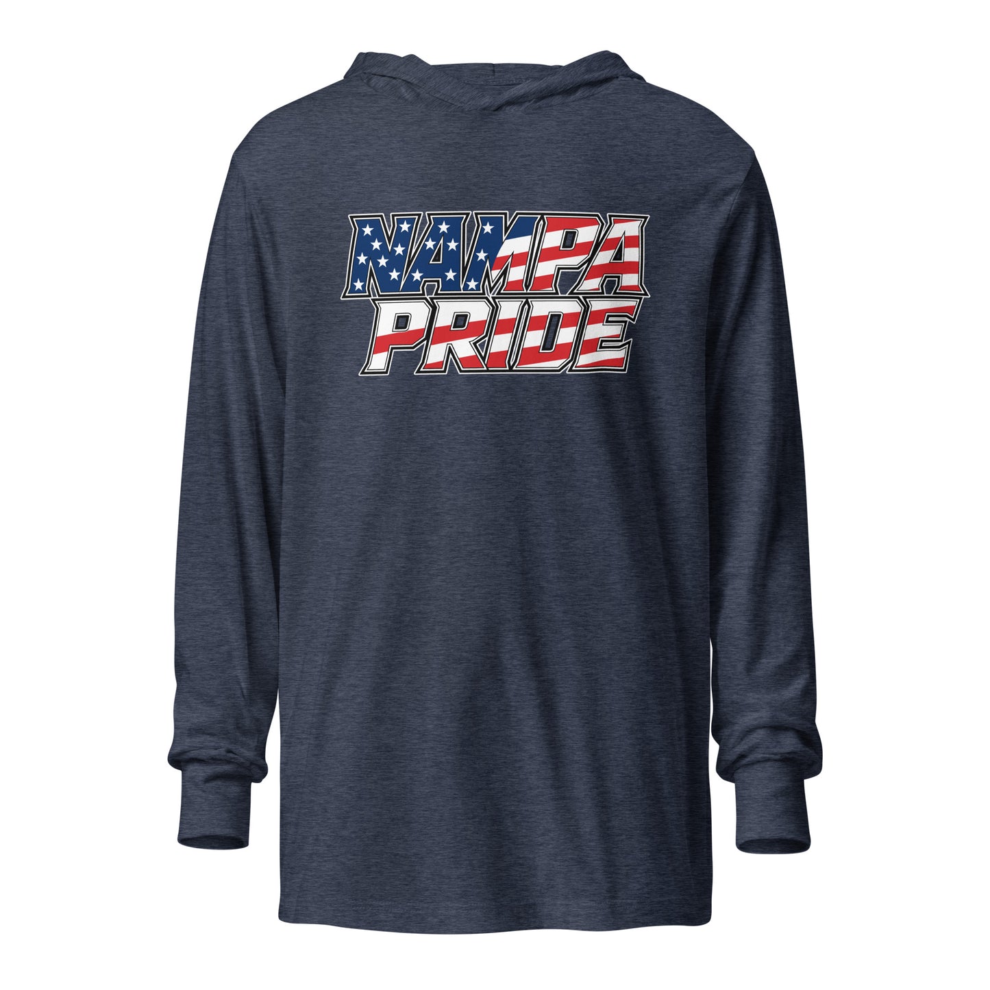 Performance | Hooded Long Sleeve T Shirt | Nampa Pride | Modern Script Logo