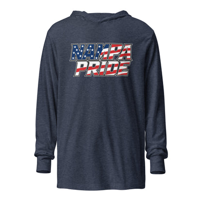 Performance | Hooded Long Sleeve T Shirt | Nampa Pride | Modern Script Logo